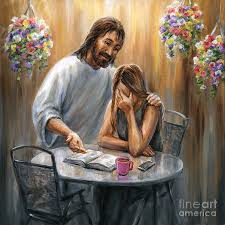 Jesus comforting a young girl.